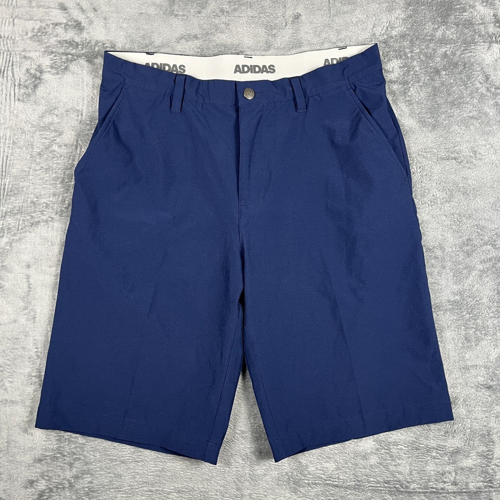 Adidas Golf Shorts Mens 32 Blue Stretch Performance Flat Front Gripper Waistband
